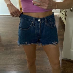 Levi’s High Rise Denim Shorts from Free People - Color: Dark with hints of pink